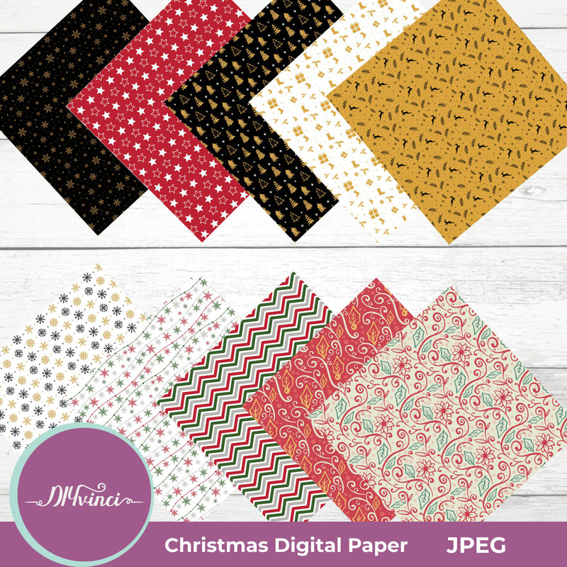 Load image into Gallery viewer, 10 Seamless Christmas Digital Paper Patterns - JPEG - Personal &amp; Commercial Use
