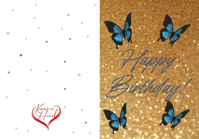 Load image into Gallery viewer, Happy Birthday Luxury Card Blue with Blue Black Butterflies

