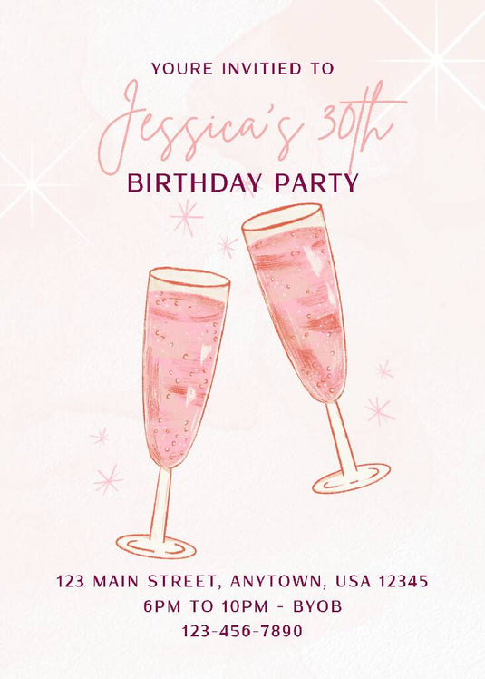 Light Pink Birthday Party Invitation Digital Download