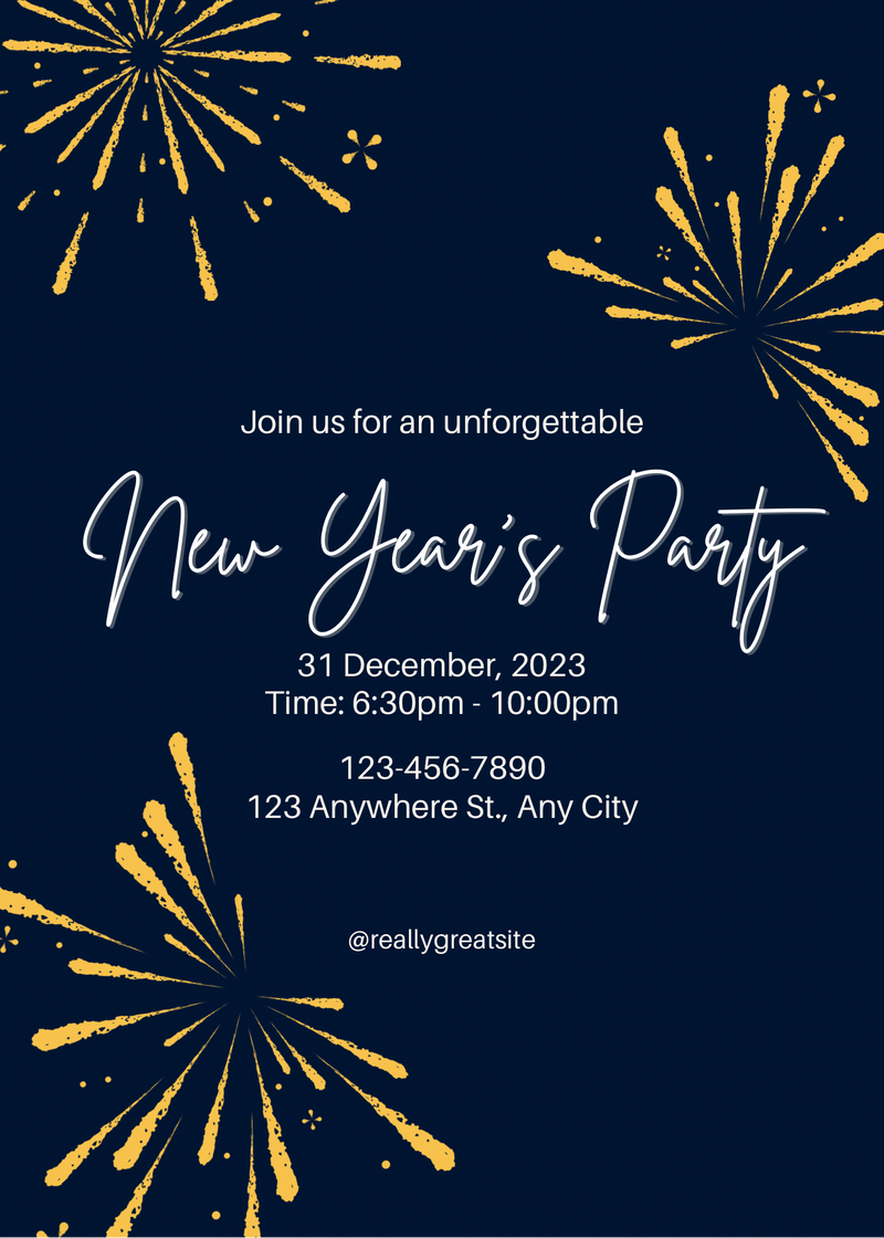 Load image into Gallery viewer, New Years Eve Party Invitation Template - Blue and Gold
